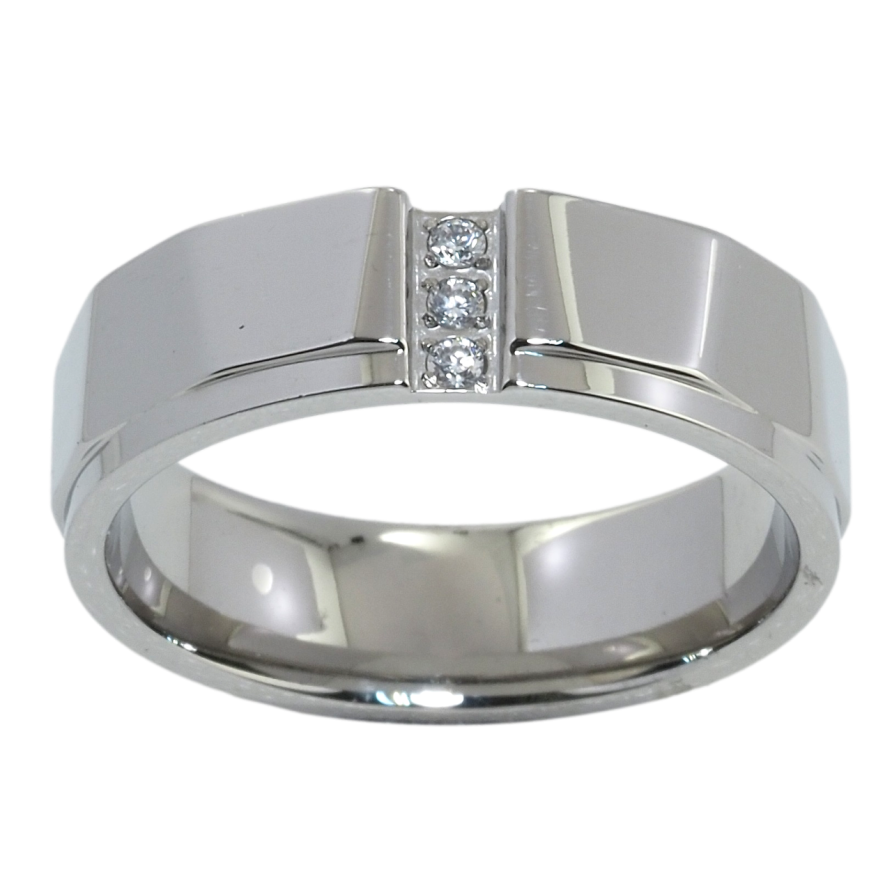 Каблучка Xuping TTM Stainless Steel Колір Родій Обручка з цирконієм, шир. 6мм фото №1