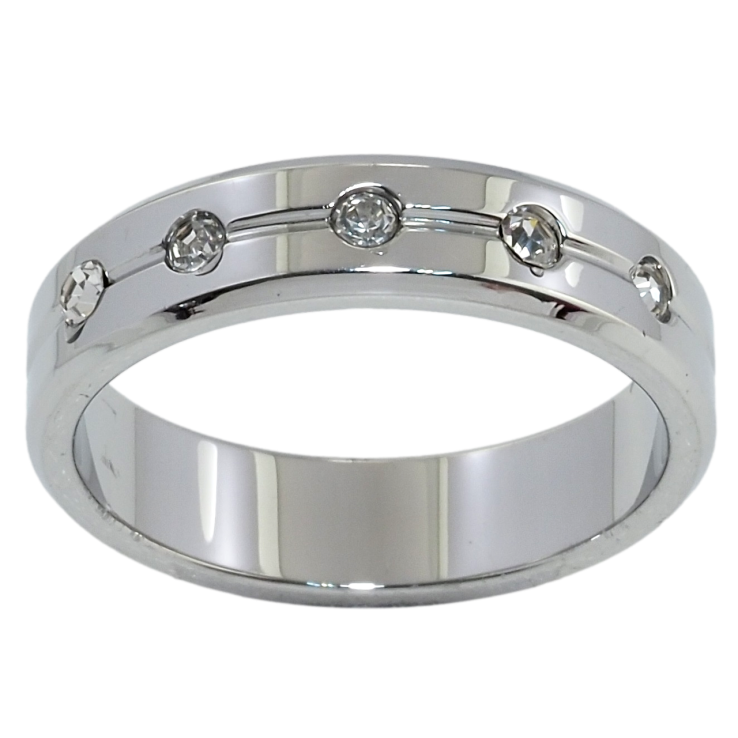 Каблучка Xuping TTM Stainless Steel Колір Родій Обручка з цирконієм, шир. 5мм фото №9