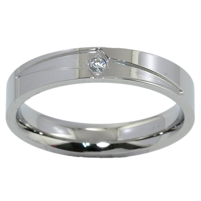 Кольцо Xuping TTM Stainless Steel Цвет Родий Обручальное с цирконием, шир. 4мм фото №1