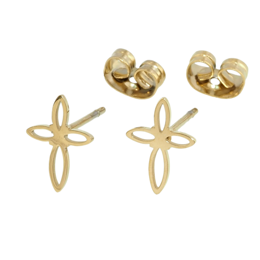 Серьги Xuping TTM Stainless Steel цвет 14K пусеты Крестики фото №1