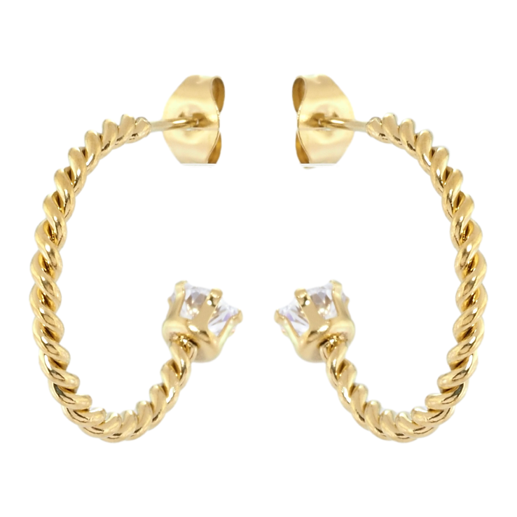 Серьги Xuping TTM Stainless Steel цвет 14K пусеты Дуги с кристаллами фото №17