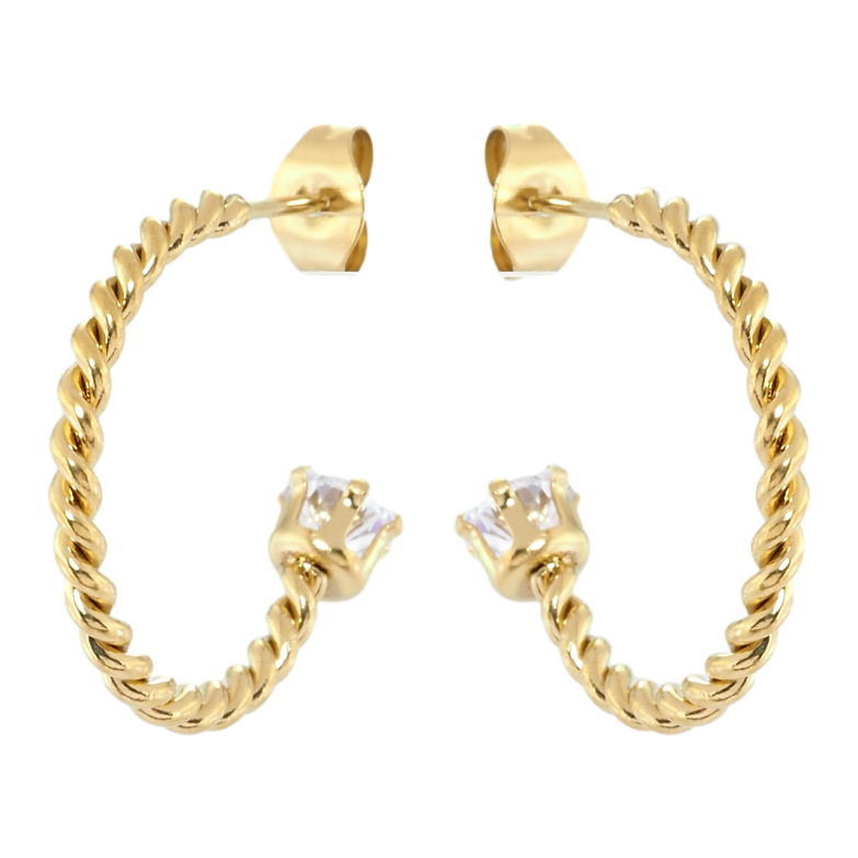 Серьги Xuping TTM Stainless Steel цвет 14K пусеты Дуги с кристаллами фото №14