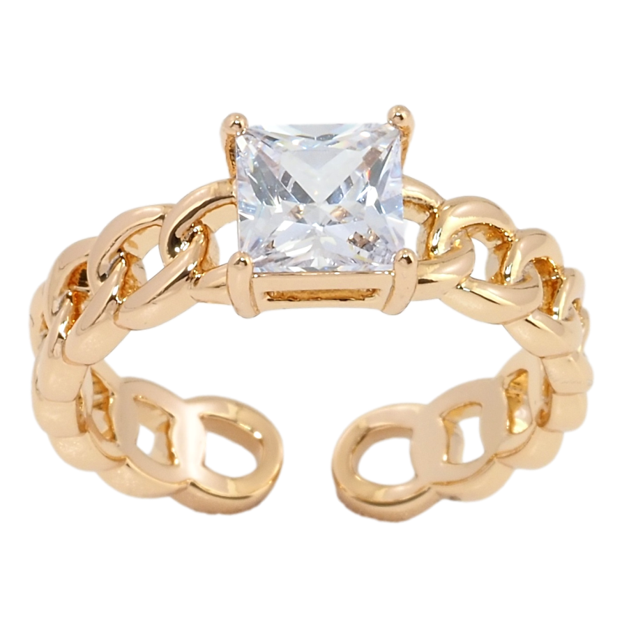 Кольцо Xuping Позолота 18K Узор цепочка с фианитом фото №1