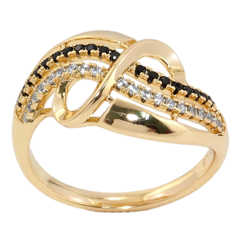 Кольцо Xuping Позолота 18K Декоративный орнамент с черно-белым цирконием фото №1