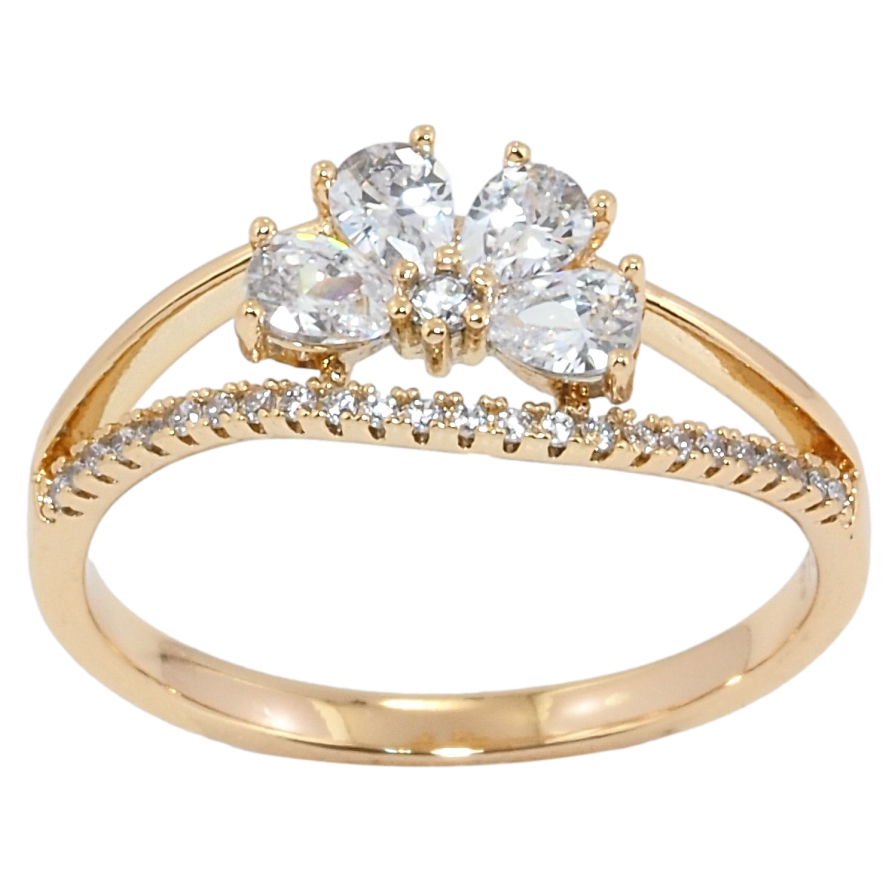 Кольцо Xuping Позолота 18K Кристальный цветок с дорожкой циркония фото №1