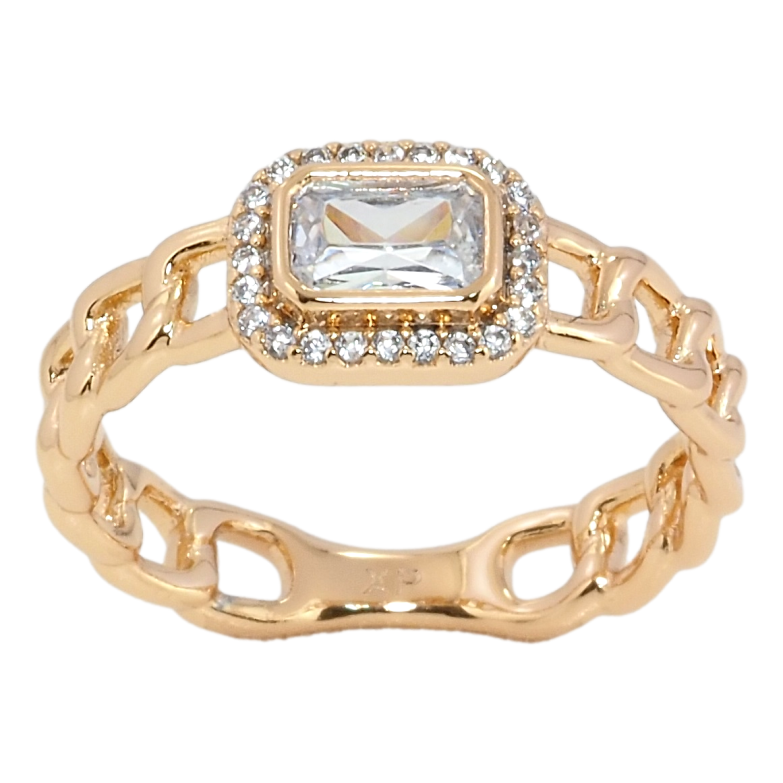 Каблучка Xuping Позолота 18K Візерунок ланцюжок з фіанітом фото №1