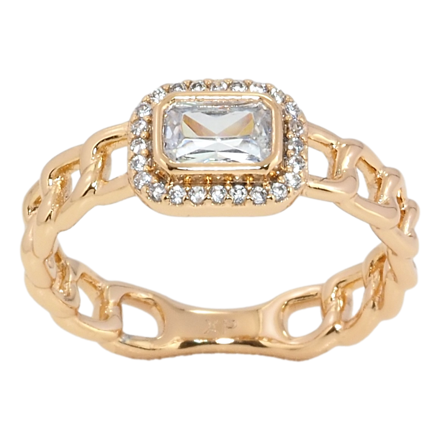 Каблучка Xuping Позолота 18K Візерунок ланцюжок з фіанітом фото №1