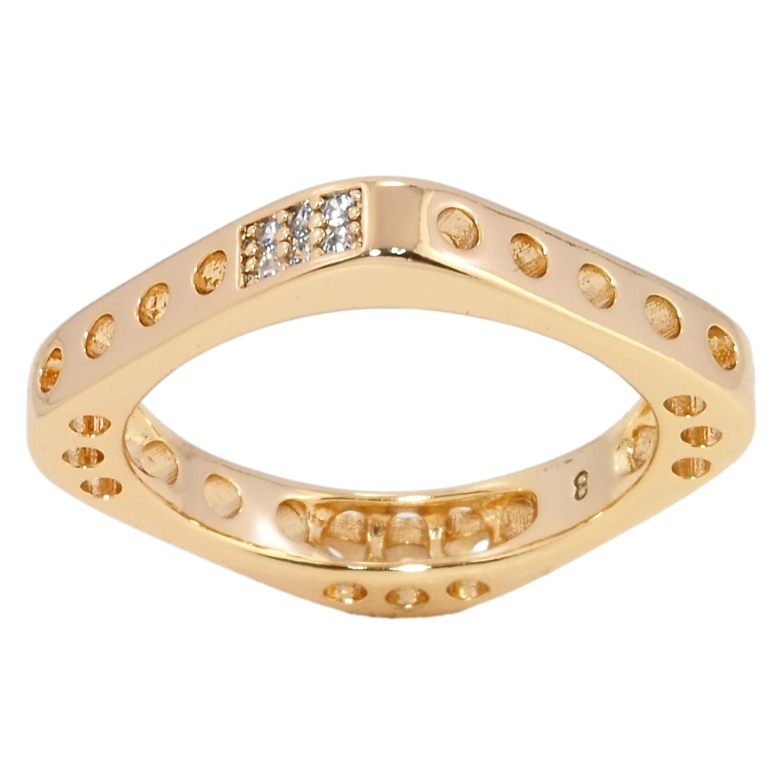 Каблучка Xuping Позолота 18K Квадратне з візерунком фото №1