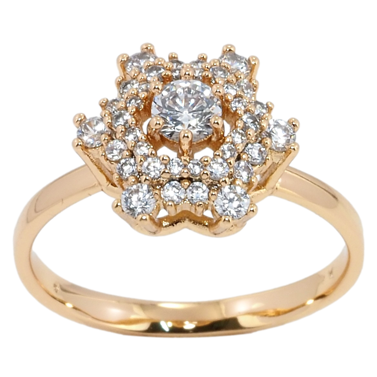 Кольцо Xuping Позолота 18K Кристальный цветок фото №4