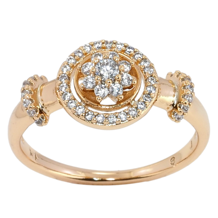 Кольцо Xuping Позолота 18K Узор с кристальным цветочком фото №3