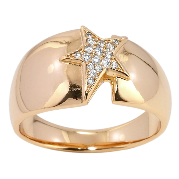 Кольцо Xuping Позолота 18K Узор звезда с цирконием фото №4