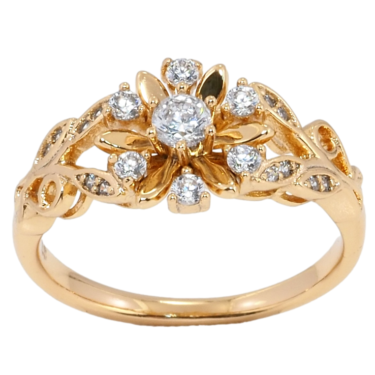 Кольцо Xuping Позолота 18K Цветочный орнамент фото №9