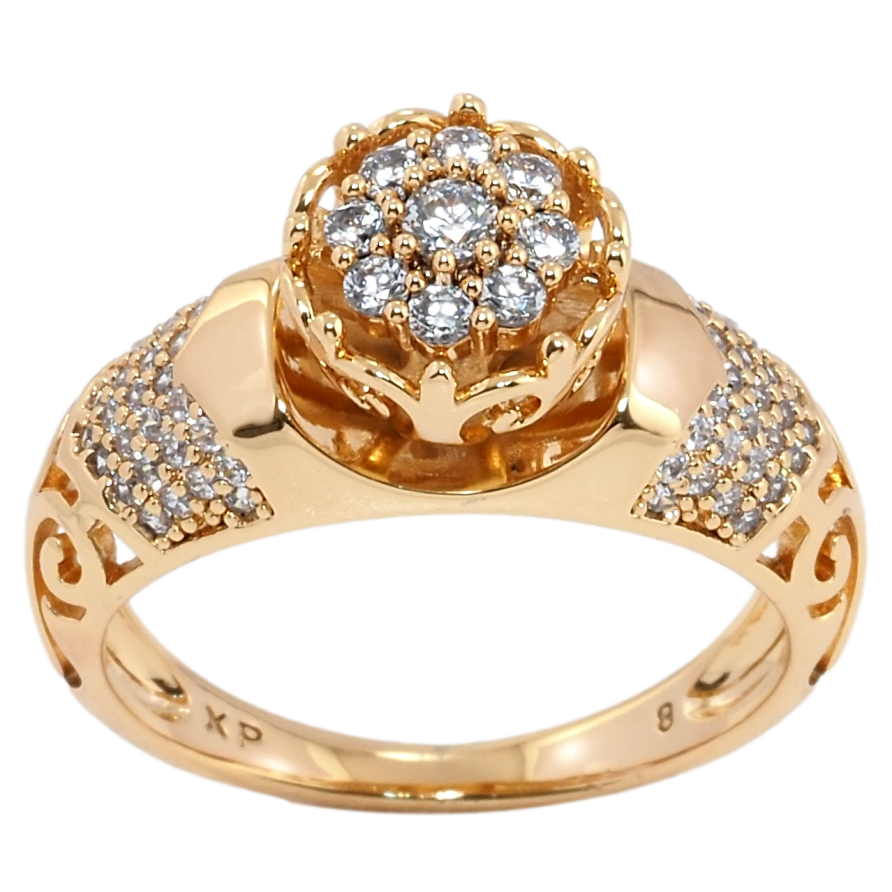 Кольцо Xuping Позолота 18K Ажурный купол с цирконием фото №1