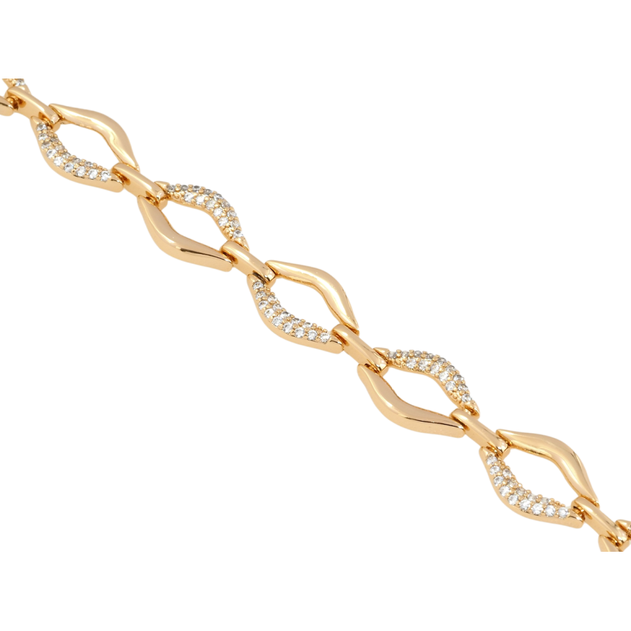 Браслет Xuping Позолота 18K Звенья с цирконием длина 19см х 9мм фото №1