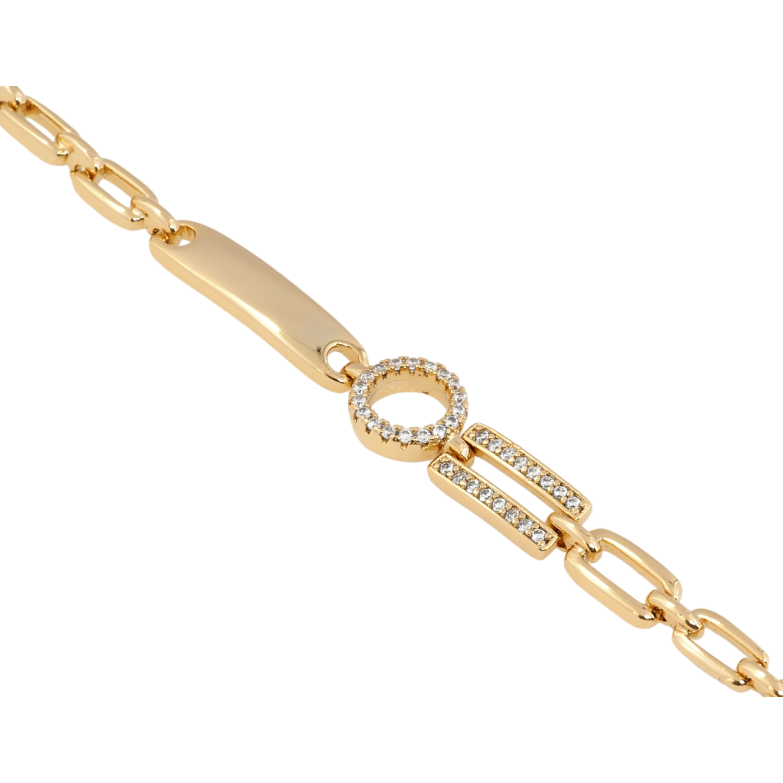 Браслет Xuping Позолота 18K Декоративный узор с цирконием длина с доп. замком 17,19см х 4мм фото №1