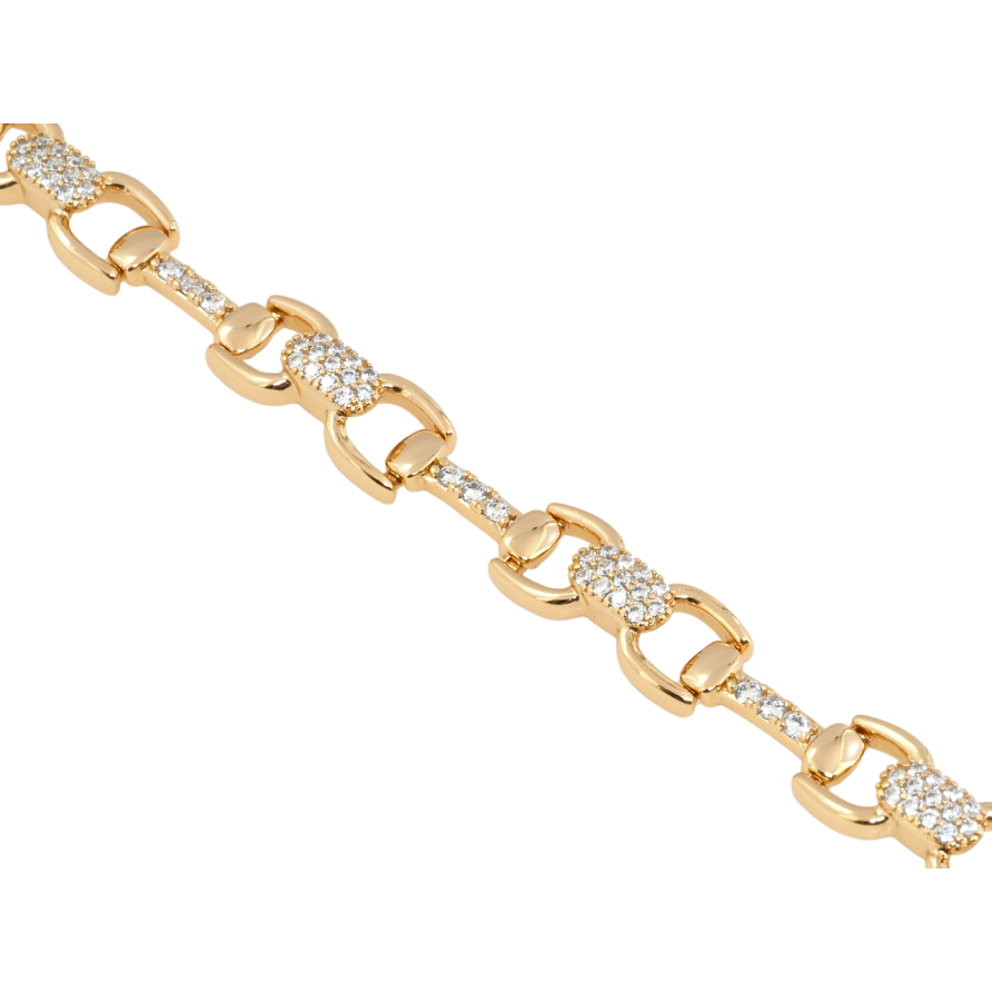 Браслет Xuping Позолота 18K Декоративный орнамент с цирконием длина с доп. замком 17,19см х 2-8мм фото №1