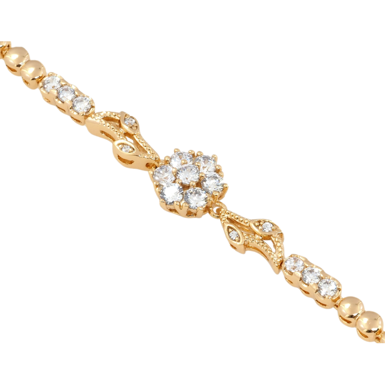 Браслет Xuping Позолота 18K Кристальный цветок длина с доп. замком 17.5,19.5см х 3мм фото №1