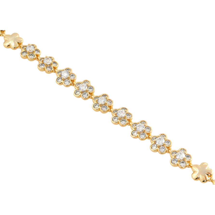 Браслет Xuping Позолота 18K Цветочки длина с доп. замком 17,19см х 8мм фото №1