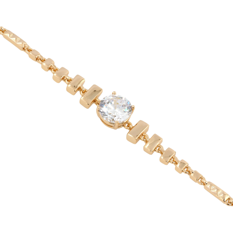 Браслет Xuping Позолота 18K Декоративный узор с фианитом длина с доп. замком 17,19см х 2мм фото №1