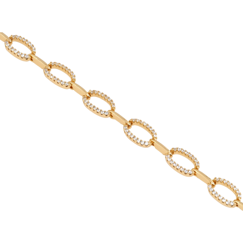 Браслет Xuping Позолота 18K Овальные звенья с цирконием длина с доп. замком 17,19см х 7мм фото №3