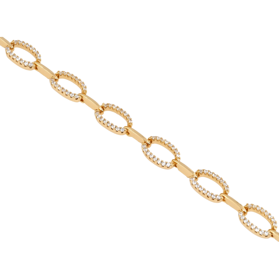 Браслет Xuping Позолота 18K Овальные звенья с цирконием длина с доп. замком 17,19см х 7мм фото №1