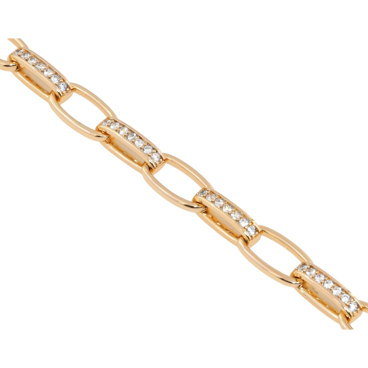 Браслет Xuping Позолота 18K Овальные звенья с цирконием длина с доп. замком 18,19см х 3-8мм фото №15