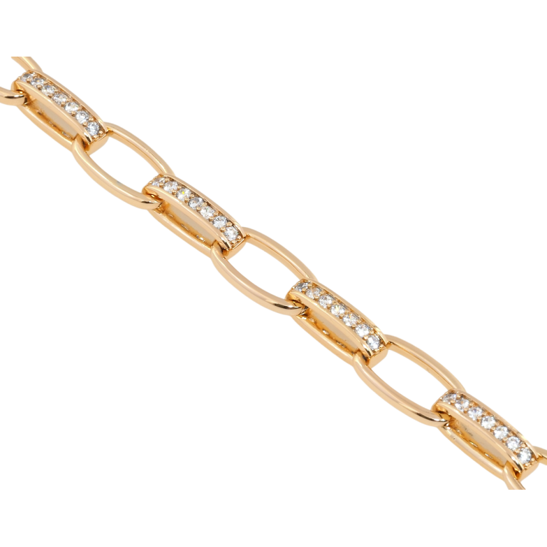 Браслет Xuping Позолота 18K Овальные звенья с цирконием длина с доп. замком 18,19см х 3-8мм фото №1