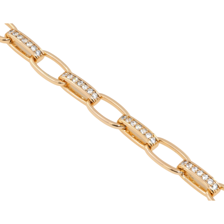 Браслет Xuping Позолота 18K Овальные звенья с цирконием длина с доп. замком 18,19см х 3-8мм фото №1