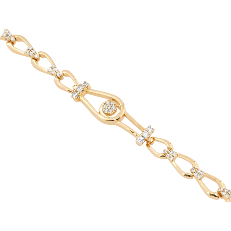 Браслет Xuping Позолота 18K Декоративный узор с цирконием длина с доп. замком 17,19см х 5мм фото №1