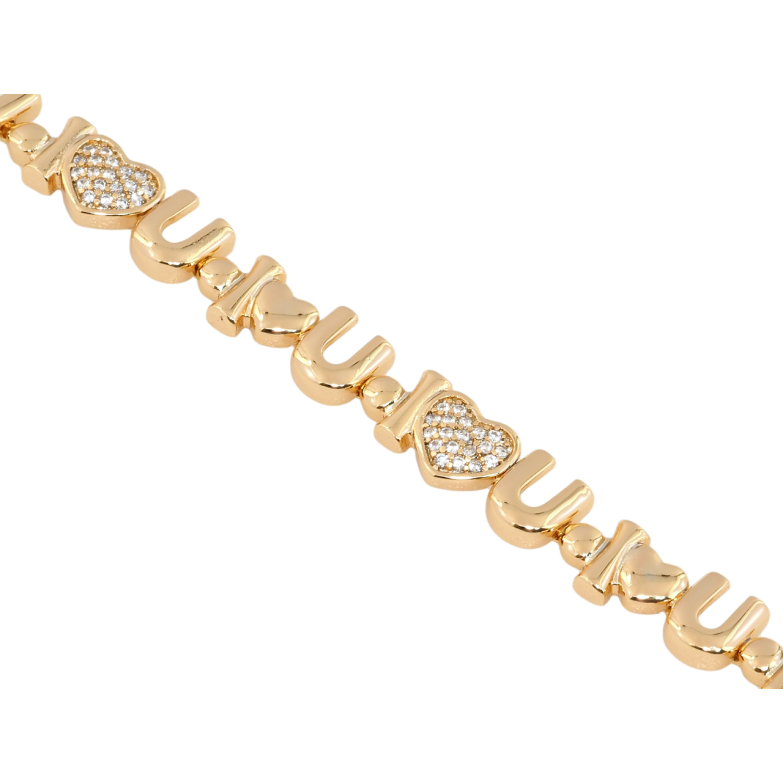 Браслет Xuping Позолота 18K I Love You длина с доп. замком 16.5,18.5см х 7мм фото №2