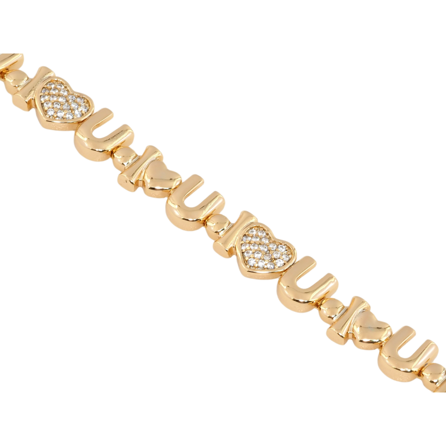 Браслет Xuping Позолота 18K I Love You длина с доп. замком 16.5,18.5см х 7мм фото №1