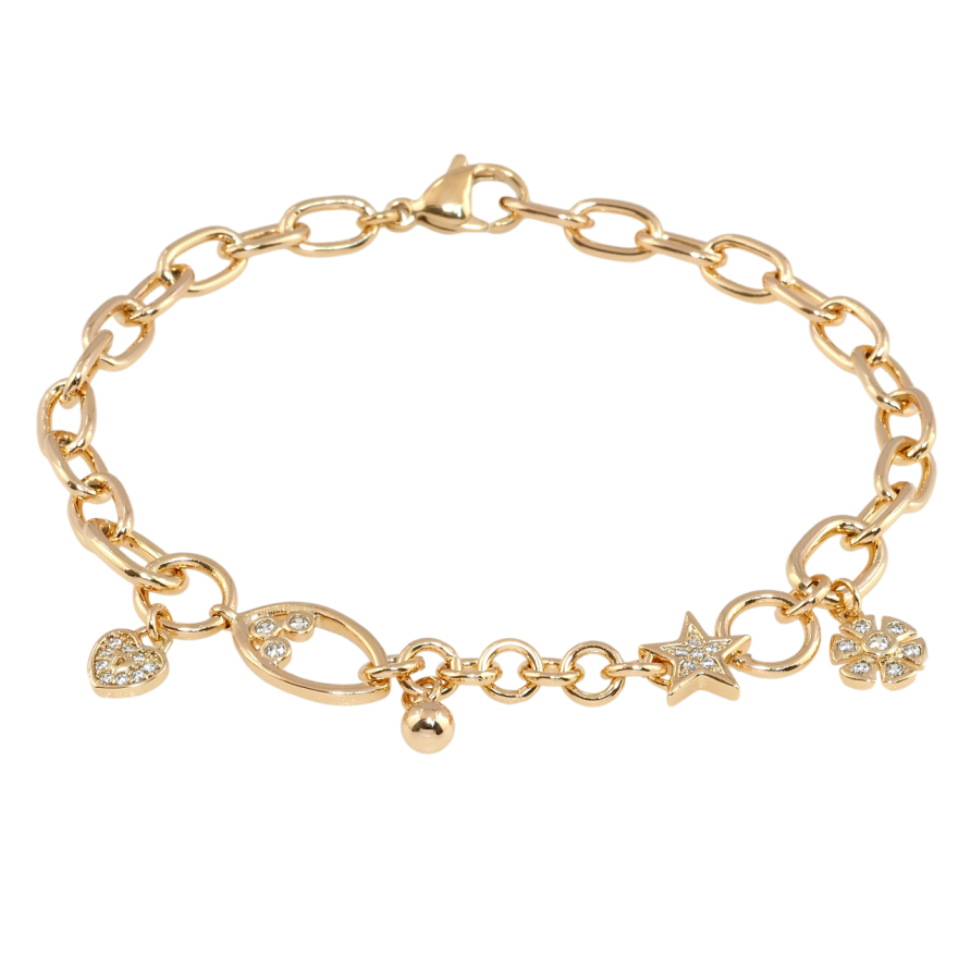 Браслет Xuping Позолота 18K Цепочка с декоративными подвесками длина 19.5см х 5мм фото №1