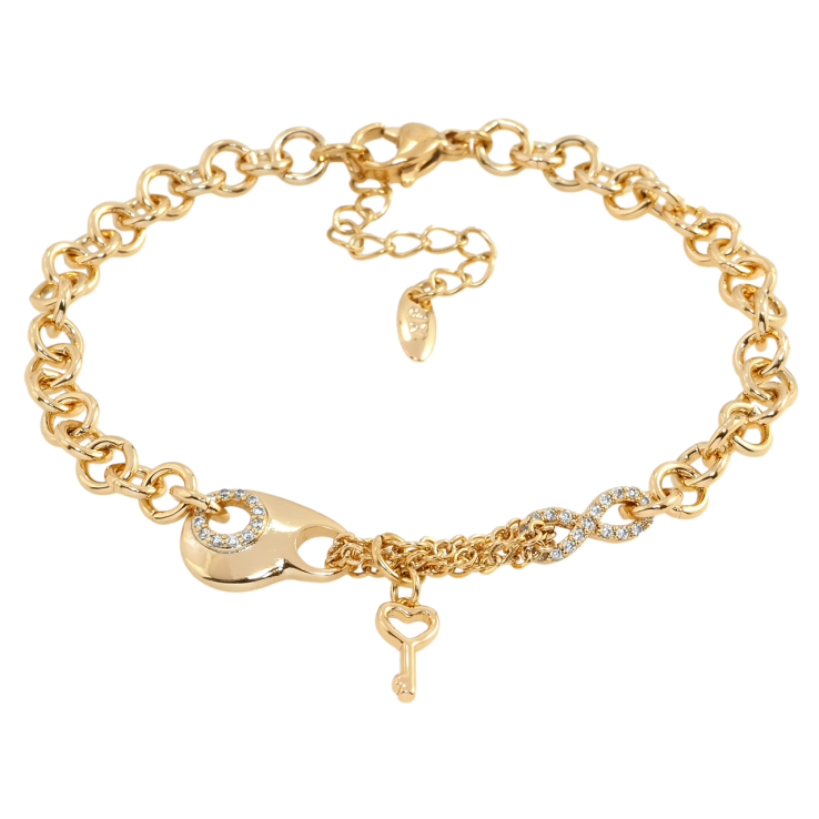 Браслет Xuping Позолота 18K Комбинированная цепочка с подвеской ключик длина с доп.цепочкой 17.5-21см х 5мм фото №20