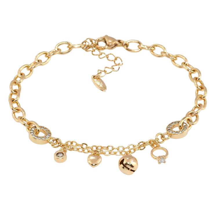 Браслет Xuping Позолота 18K Комбинированная цепочка с подвесками длина с доп.цепочкой 18-21.5см х 4мм фото №17