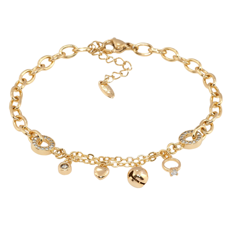 Браслет Xuping Позолота 18K Комбинированная цепочка с подвесками длина с доп.цепочкой 18-21.5см х 4мм фото №9