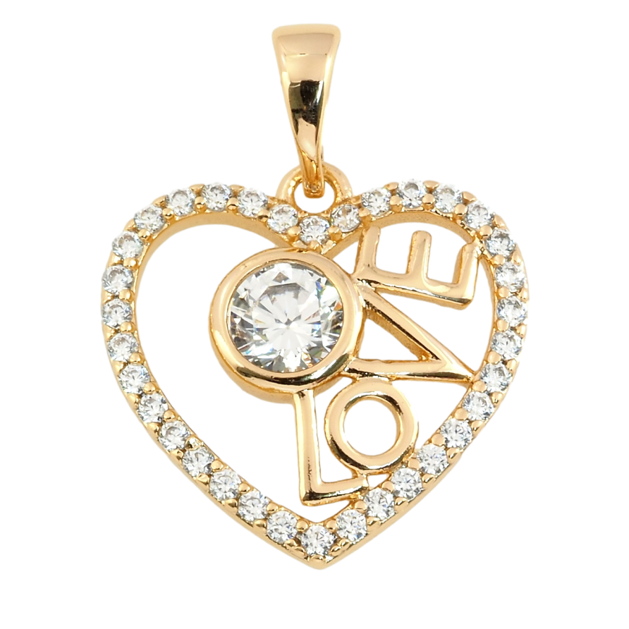 Кулон Xuping Позолота 18K Серце з цирконієм Love для ланцюжка до 5мм фото №1