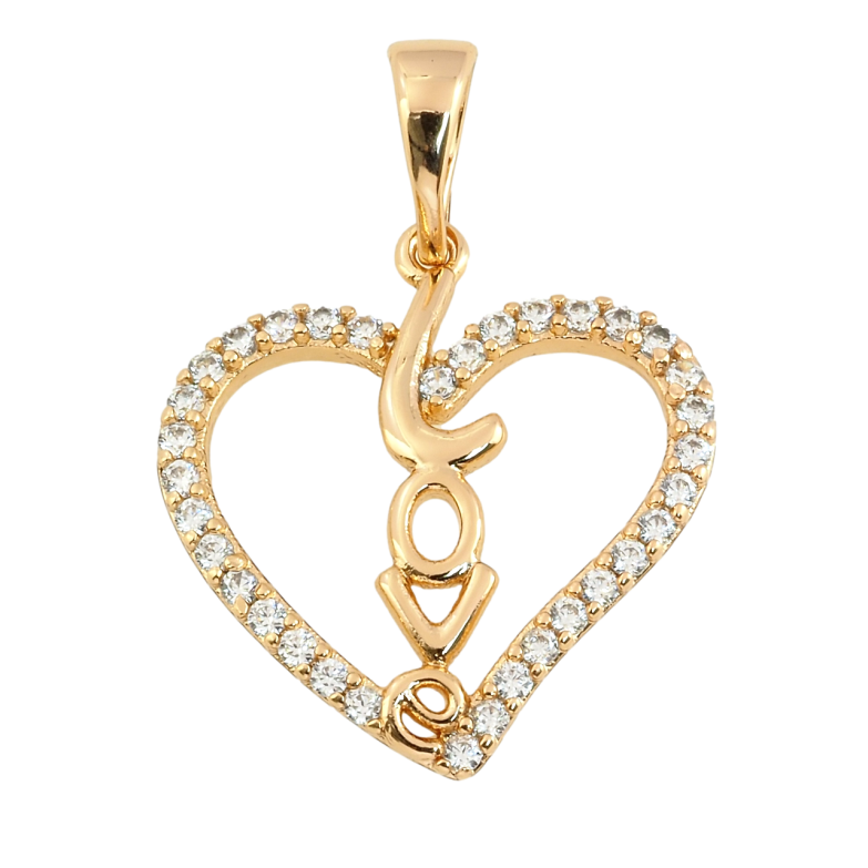 Кулон Xuping Позолота 18K Серце з цирконієм Love для ланцюжка до 5мм фото №2