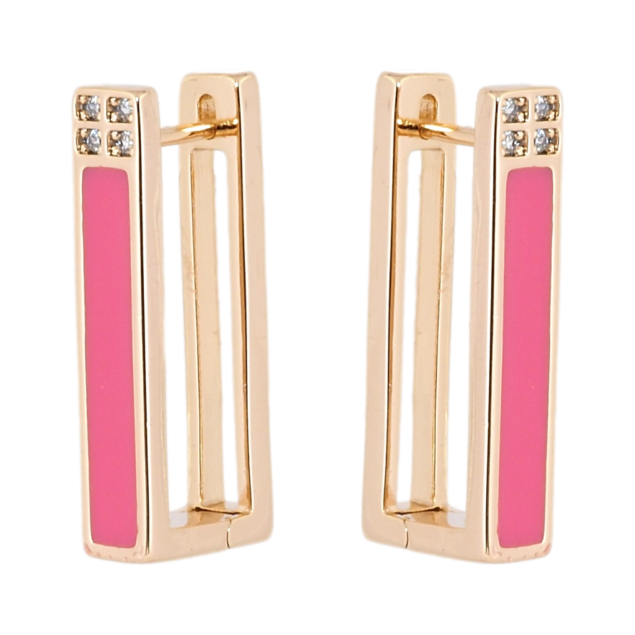 Серьги Xuping Позолота 18K английский замок Прокраска розовой эмалью с инкрустацией цирконием фото №1