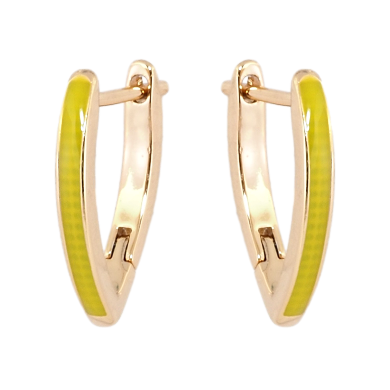 Серьги Xuping Позолота 18K английский замок Скобы покрашены салатовой эмалью фото №1