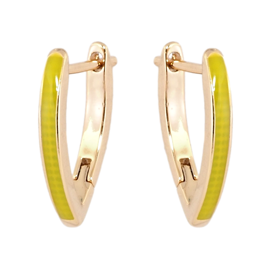 Серьги Xuping Позолота 18K английский замок Скобы покрашены салатовой эмалью фото №1