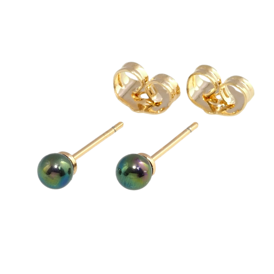 Серьги Xuping Позолота 18K пусеты Черные жемчужины ø 4мм фото №1