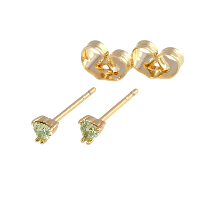 Сережки Xuping Позолота 18K пусети Салатові кристальні сердечки фото №3