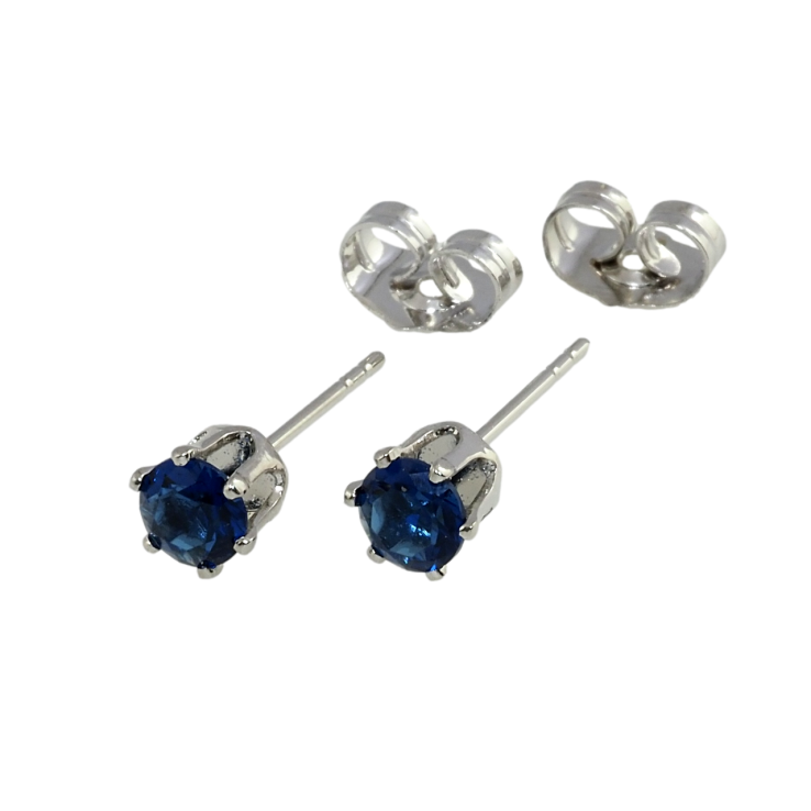 Сережки Xuping Родій пусети Сині фіаніти в 6-ти крапановій оправі ø 5мм фото №11