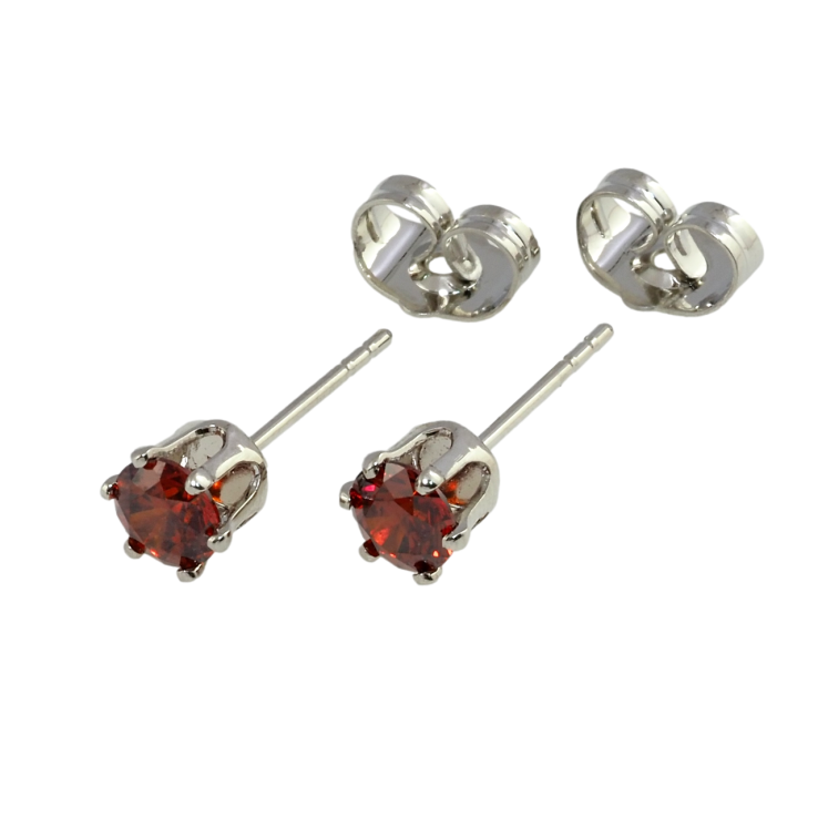 Серьги Xuping Родий пусеты Красные фианиты в 6-ти крапановой оправе ø 5мм фото №24