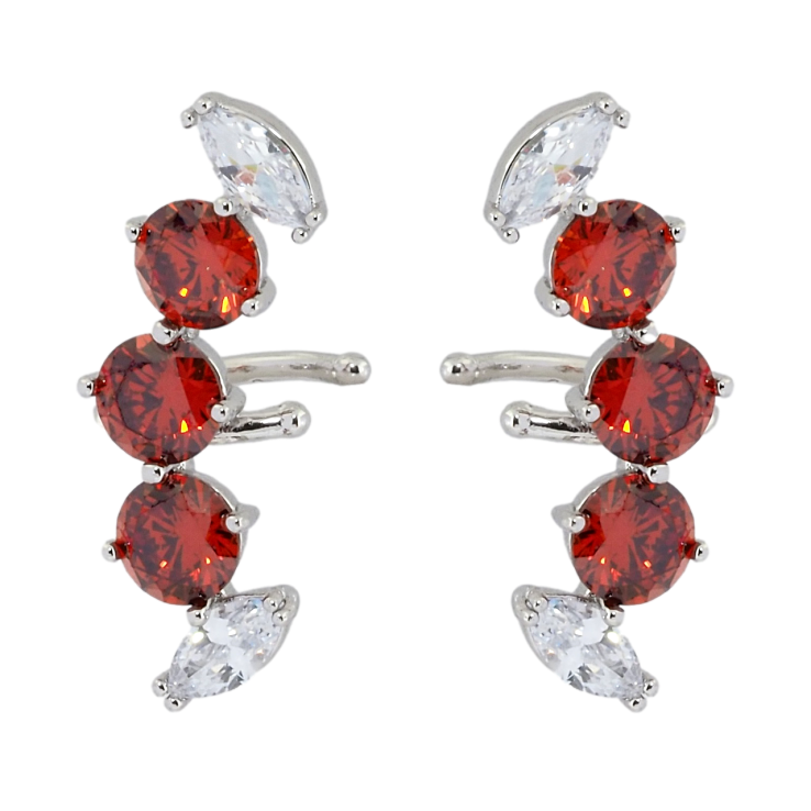 Серьги Xuping Родий каффы Дуги с красными и белыми фианитами фото №11 Серьги Xuping Родий каффы Дуги с красными и белыми фианитами фото №11