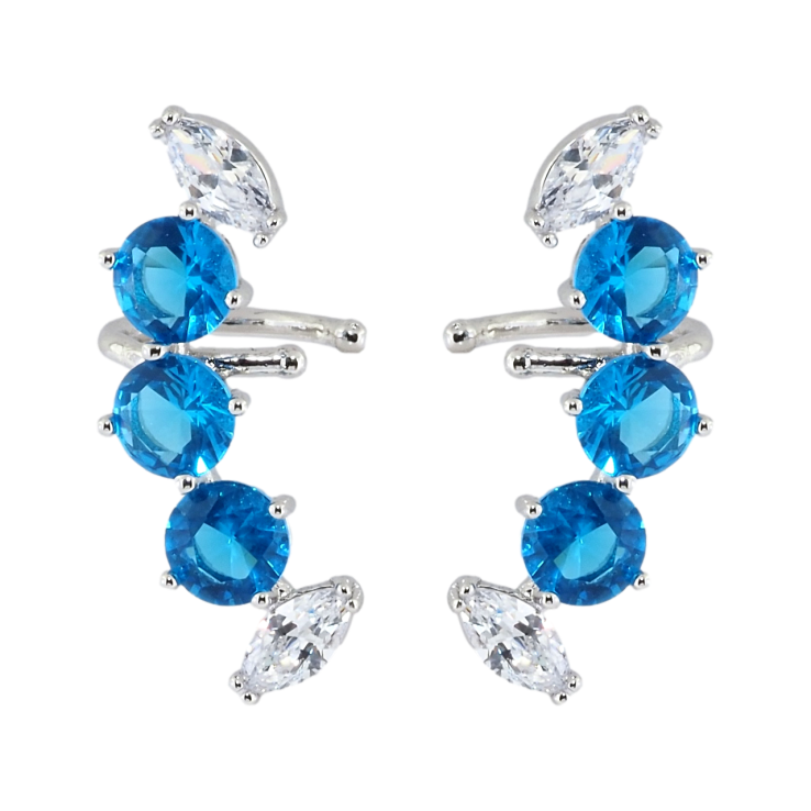 Серьги Xuping Родий каффы Дуги с голубыми и белыми фианитами фото №22 Серьги Xuping Родий каффы Дуги с голубыми и белыми фианитами фото №22