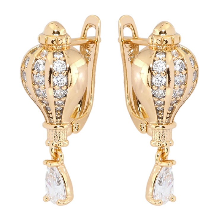 Сережки Xuping Позолота 18K англійський замок Декоративні з кристальними підвісками фото №6 Сережки Xuping Позолота 18K англійський замок Декоративні з кристальними підвісками фото №6