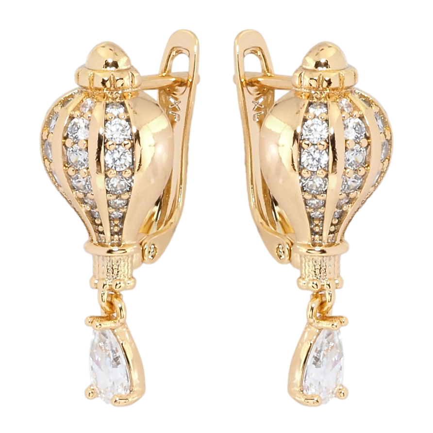 Сережки Xuping Позолота 18K англійський замок Декоративні з кристальними підвісками фото №1