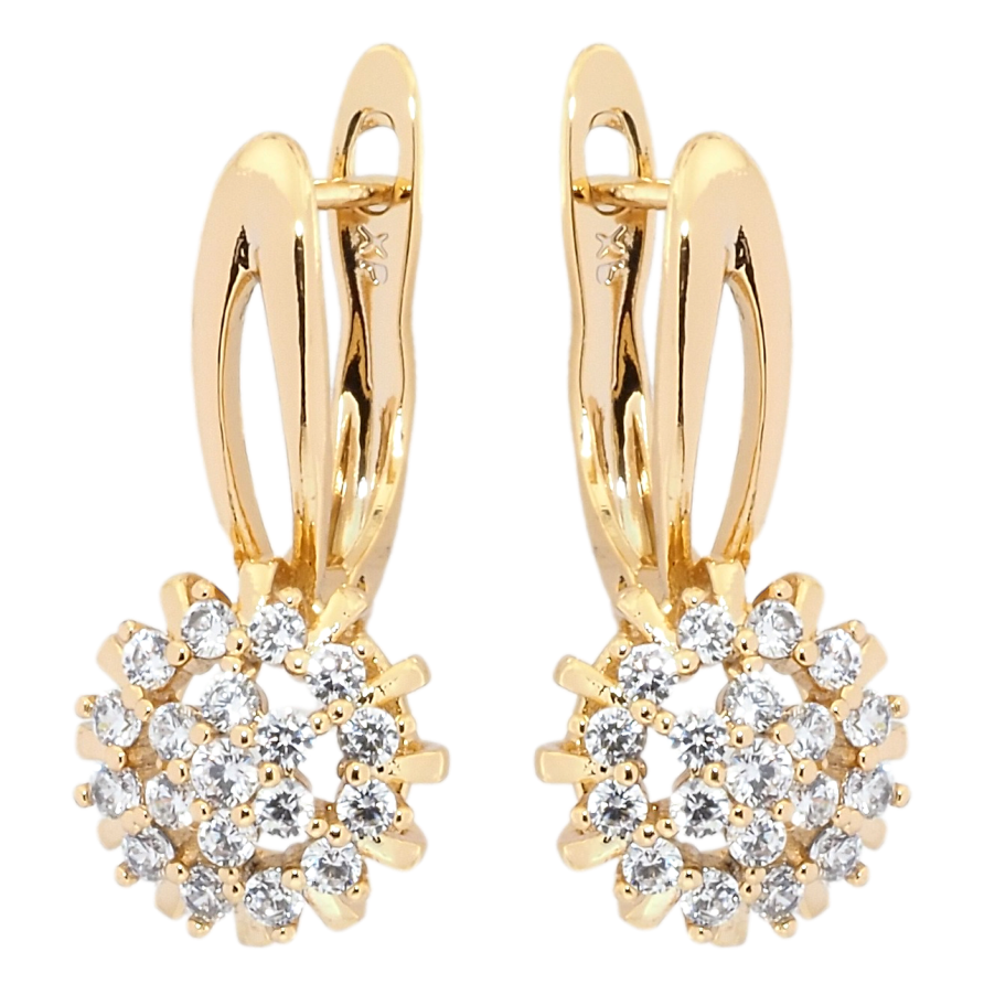 Сережки Xuping Позолота 18K англійський замок Декоративна квітка з цирконієм фото №1