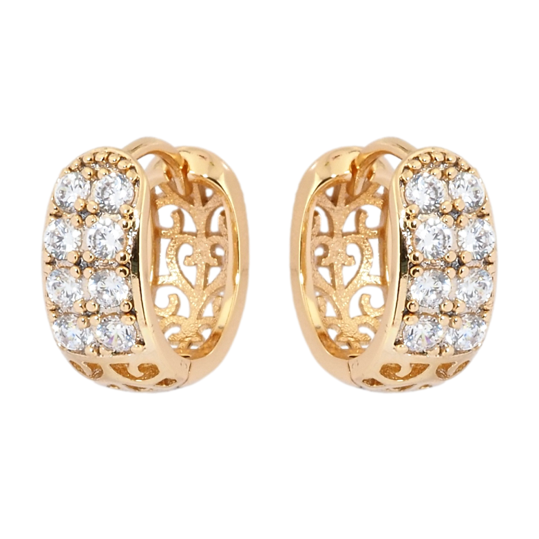 Серьги Xuping Позолота 18K колечки Инкрустация цирконием фото №1